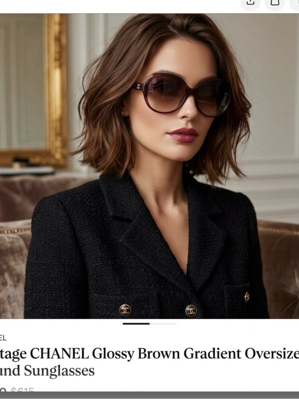 Vintage CHANEL Glossy Brown Gradient Oversized Round Sunglasses. - Picture 1 of 9